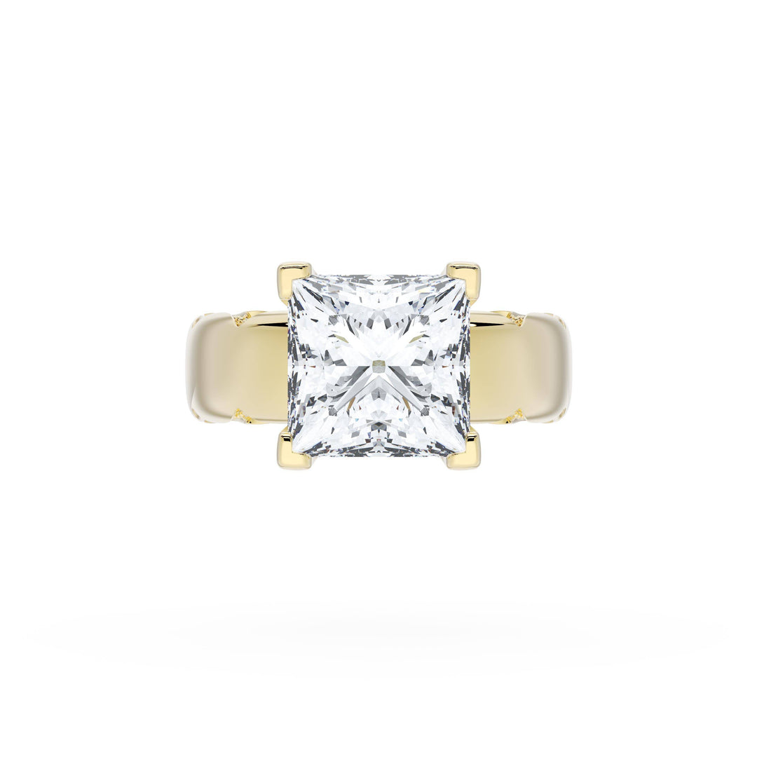 Princess Solitaire Cigar Band Engagement Ring