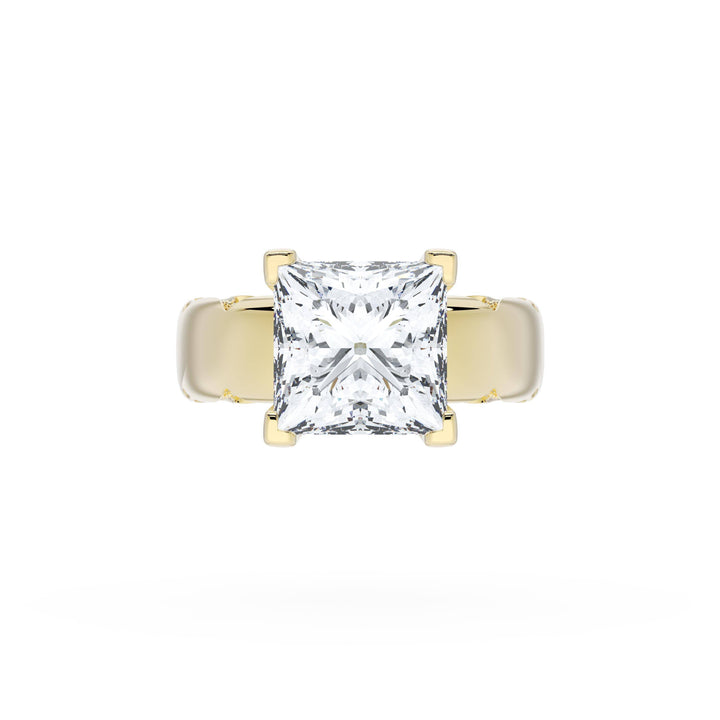 Princess Solitaire Cigar Band Engagement Ring