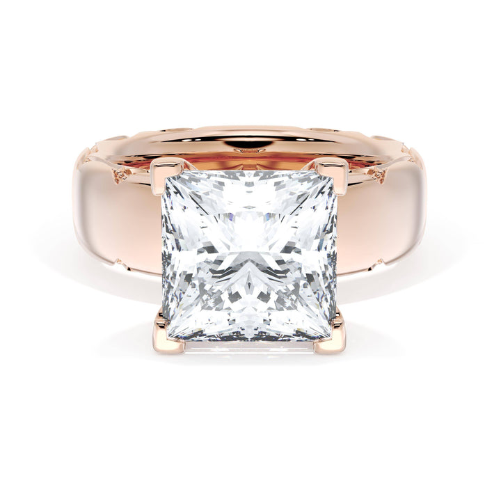 Princess Solitaire Cigar Band Engagement Ring