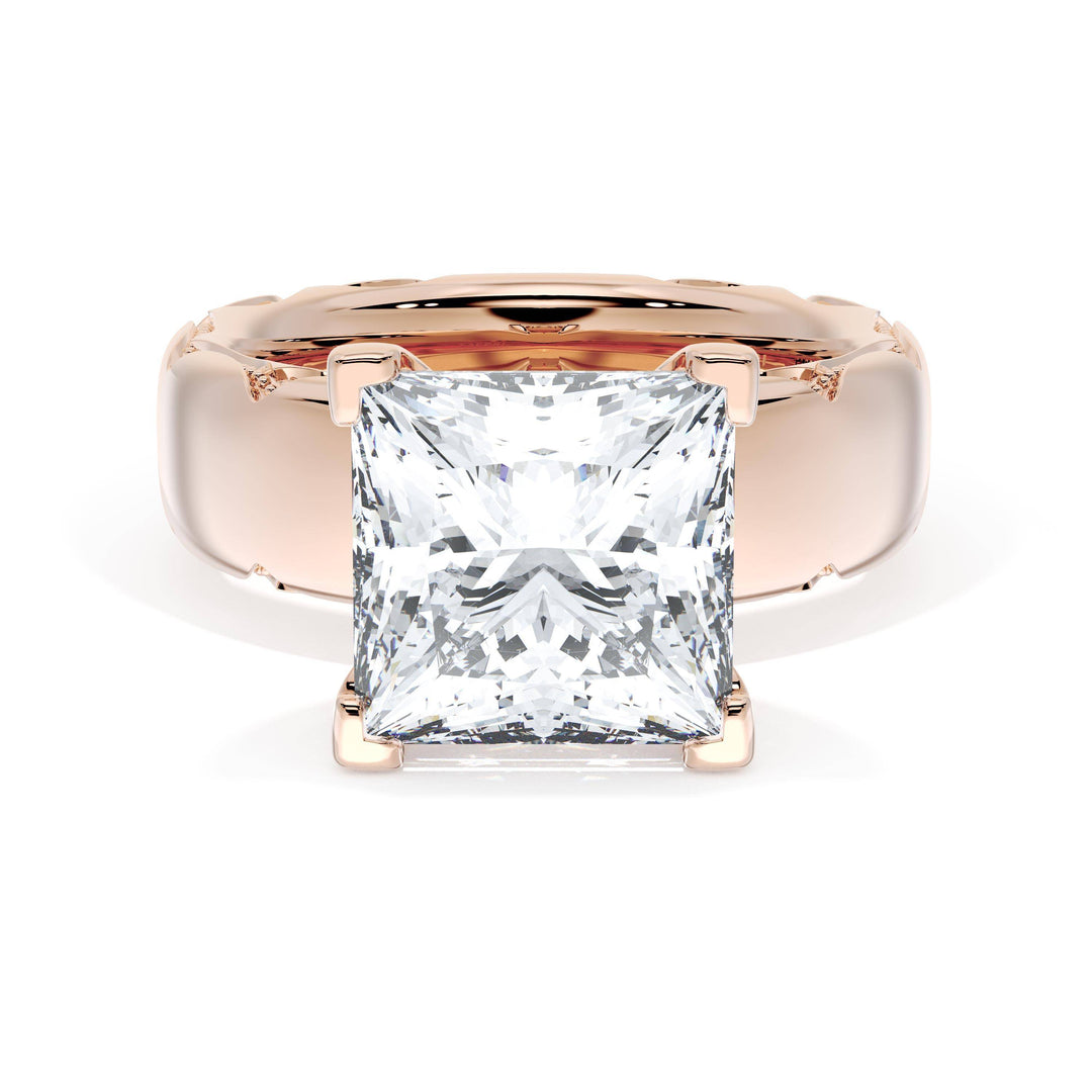 Princess Solitaire Cigar Band Engagement Ring