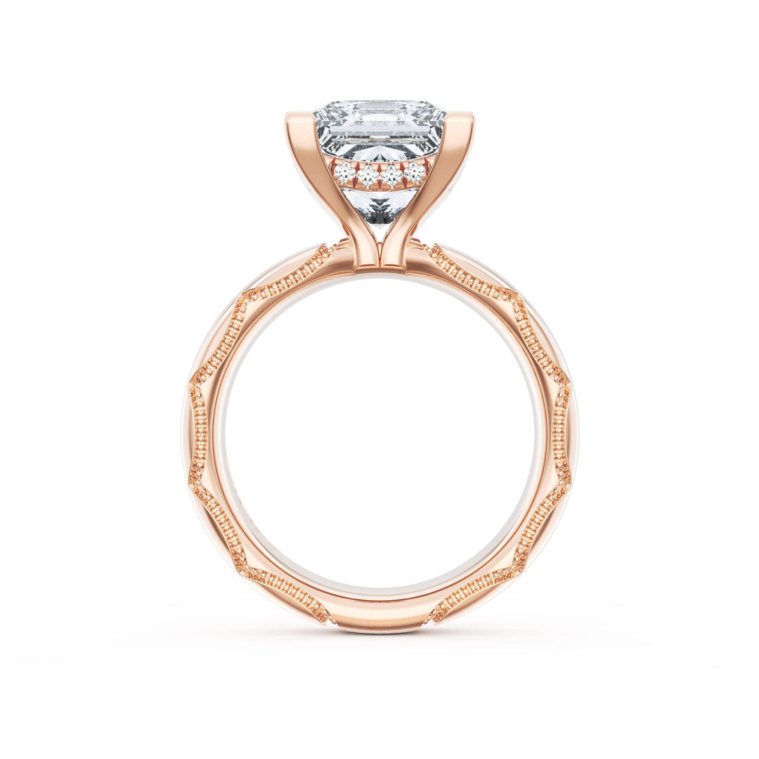 Princess Solitaire Cigar Band Engagement Ring