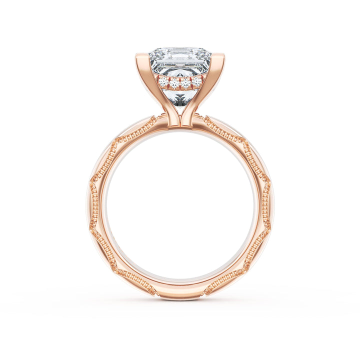 Princess Solitaire Cigar Band Engagement Ring