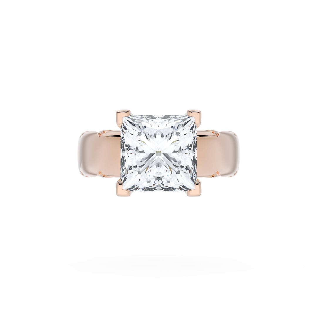 Princess Solitaire Cigar Band Engagement Ring