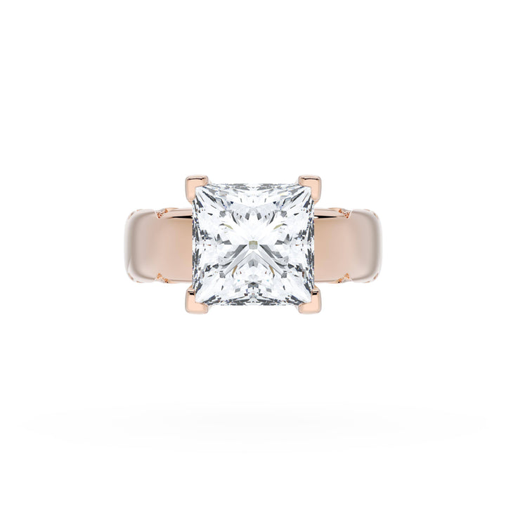 Princess Solitaire Cigar Band Engagement Ring