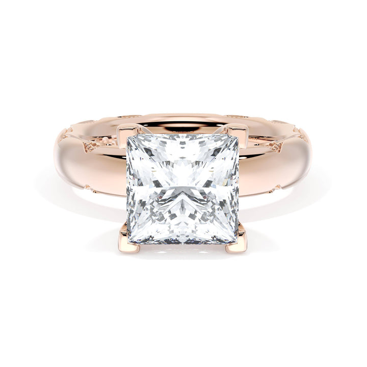 Princess Solitaire Cigar Band Engagement Ring