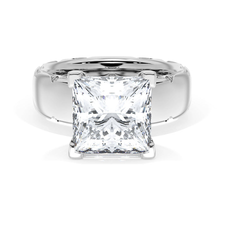 Princess Solitaire Cigar Band Engagement Ring