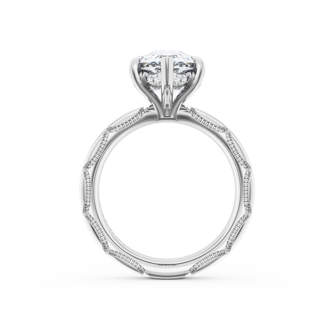 Pear Solitaire Cigar Band Engagement Ring