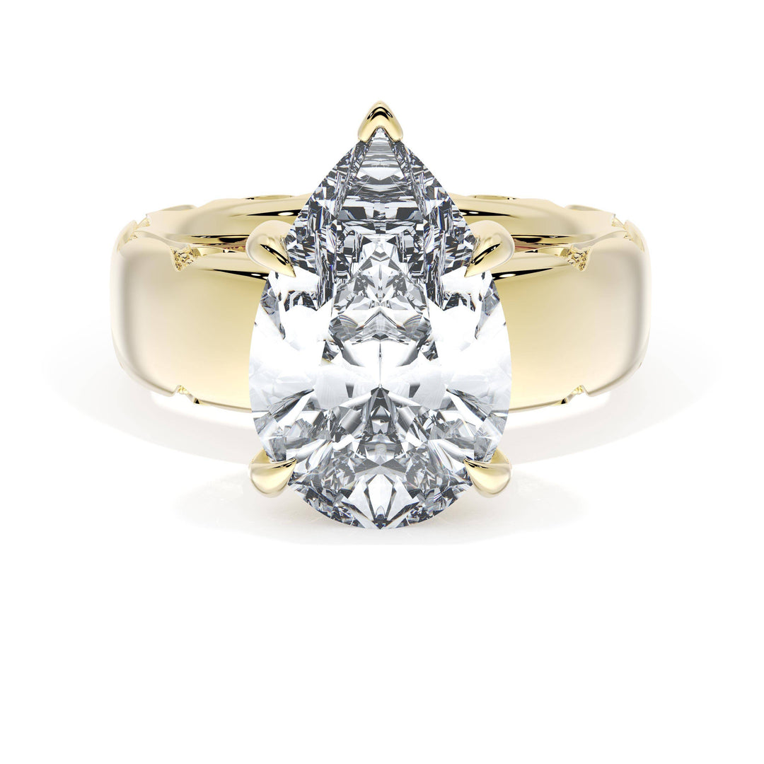 Pear Solitaire Cigar Band Engagement Ring