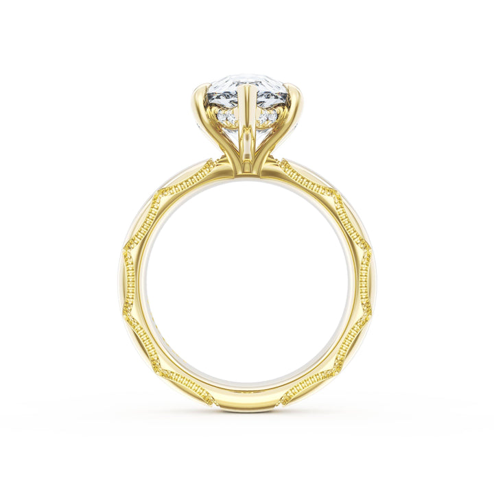 Pear Solitaire Cigar Band Engagement Ring