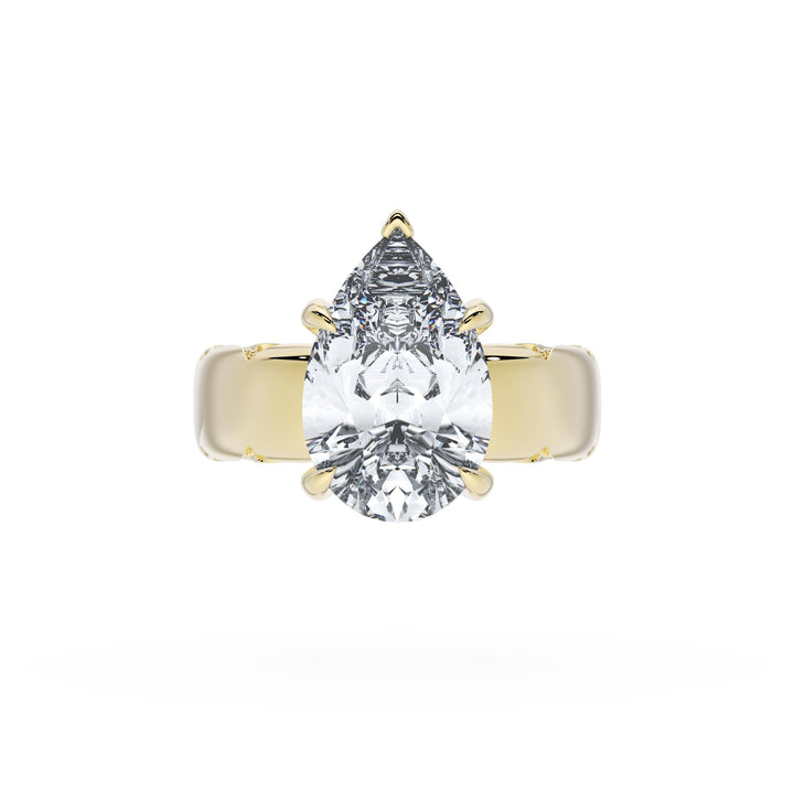 Pear Solitaire Cigar Band Engagement Ring