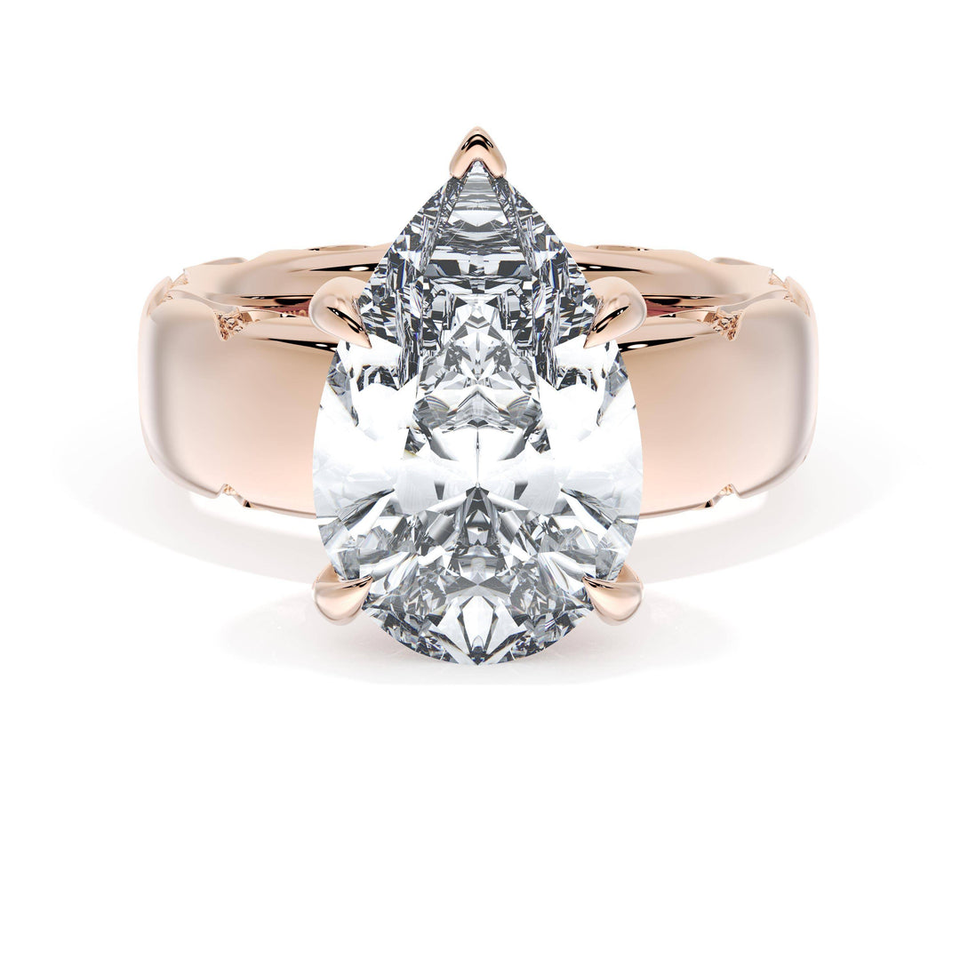 Pear Solitaire Cigar Band Engagement Ring