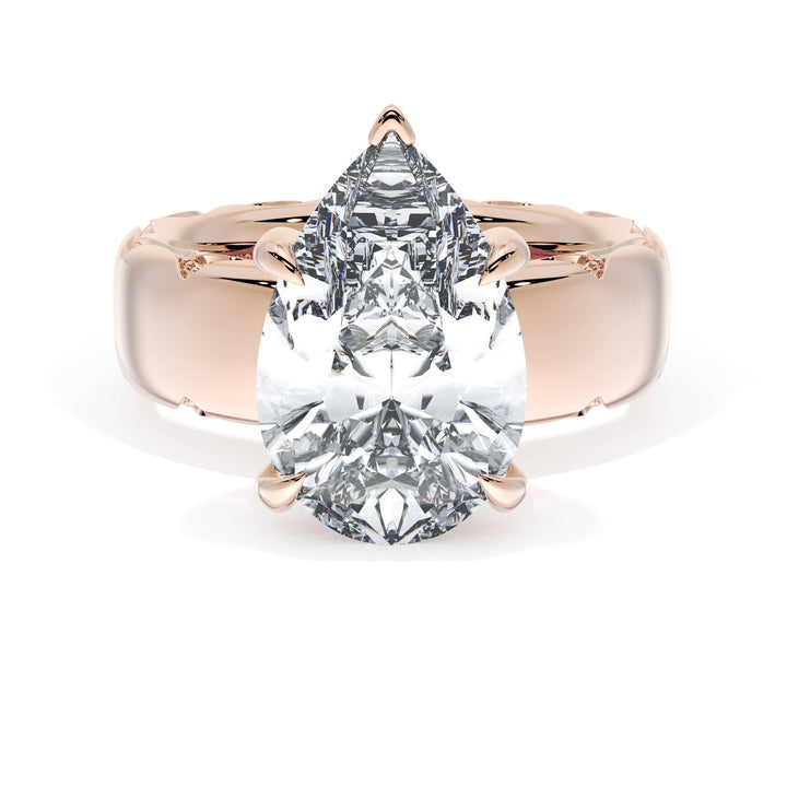 Pear Solitaire Cigar Band Engagement Ring