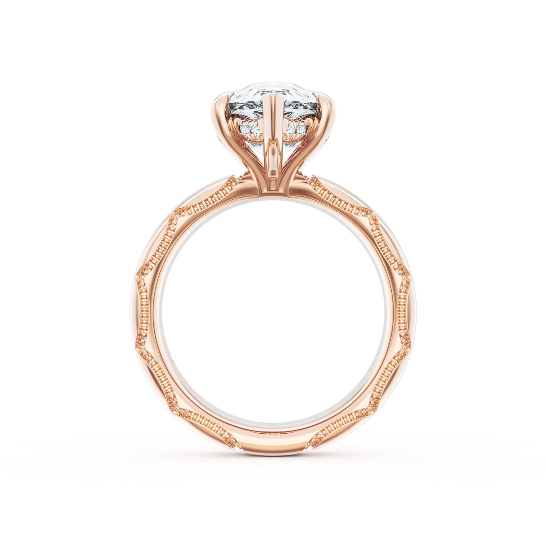 Pear Solitaire Cigar Band Engagement Ring