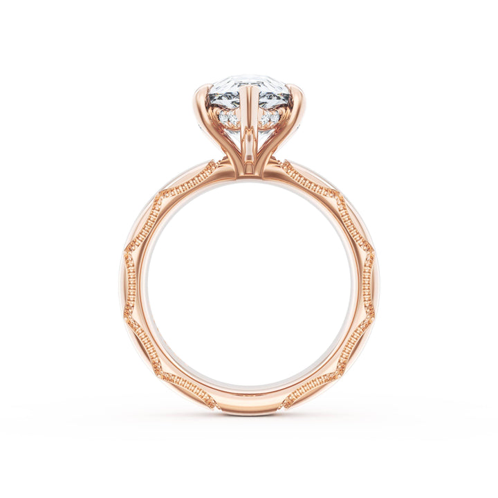 Pear Solitaire Cigar Band Engagement Ring