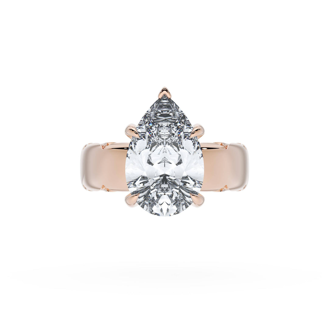 Pear Solitaire Cigar Band Engagement Ring