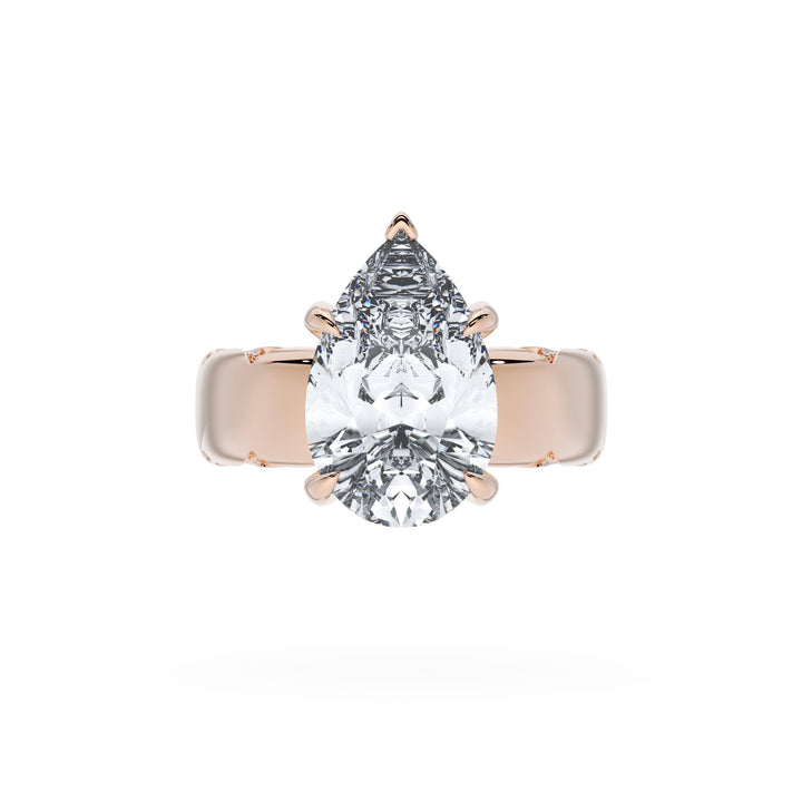 Pear Solitaire Cigar Band Engagement Ring