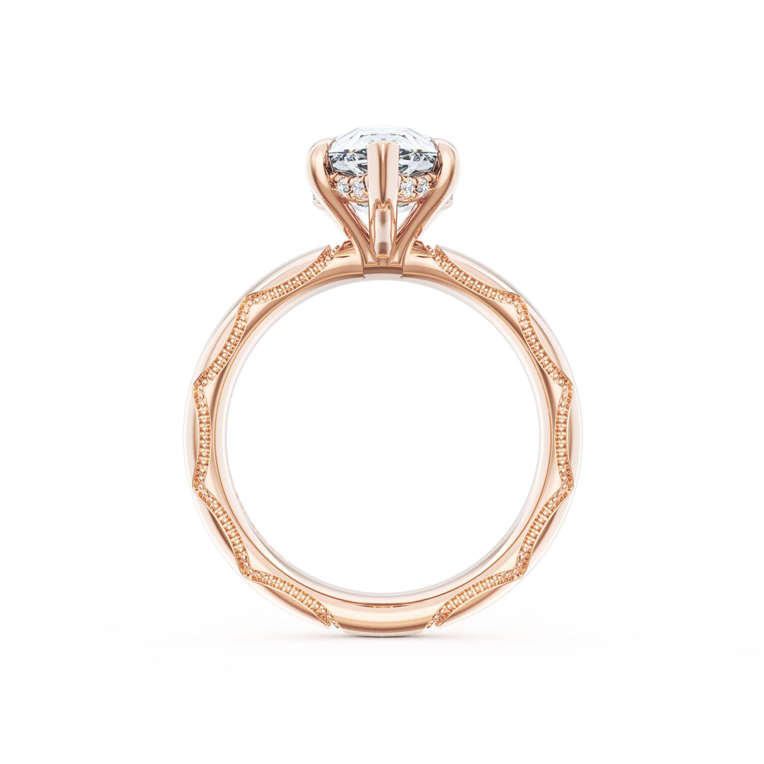 Pear Solitaire Cigar Band Engagement Ring