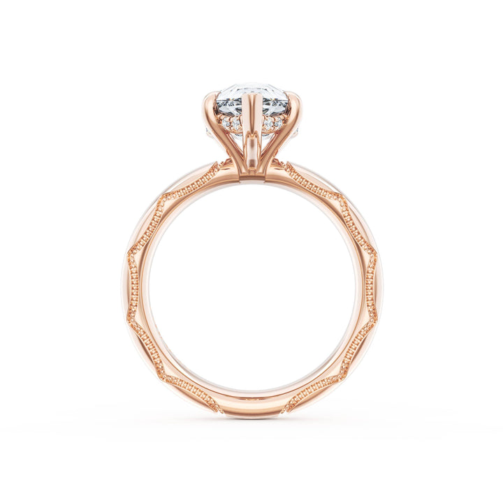 Pear Solitaire Cigar Band Engagement Ring