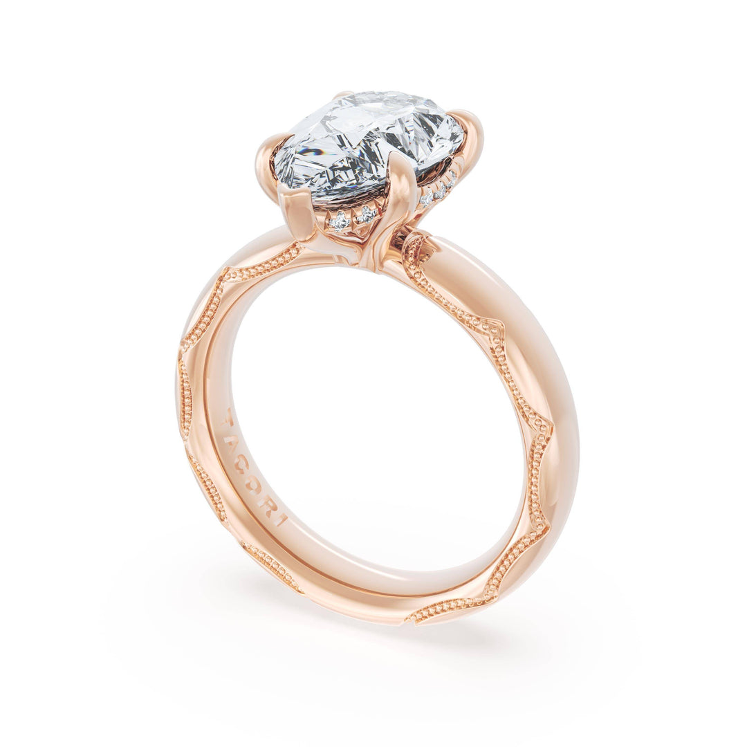 Pear Solitaire Cigar Band Engagement Ring