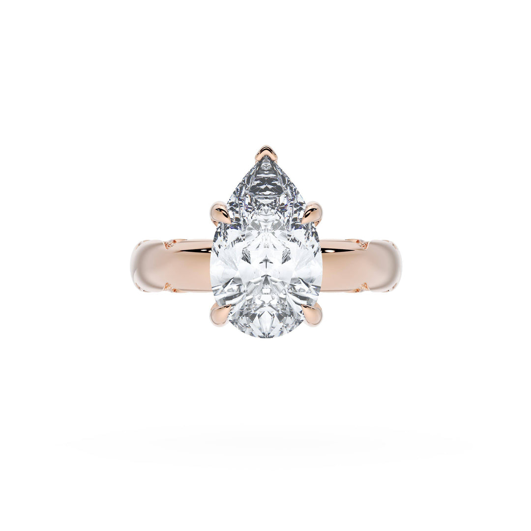 Pear Solitaire Cigar Band Engagement Ring