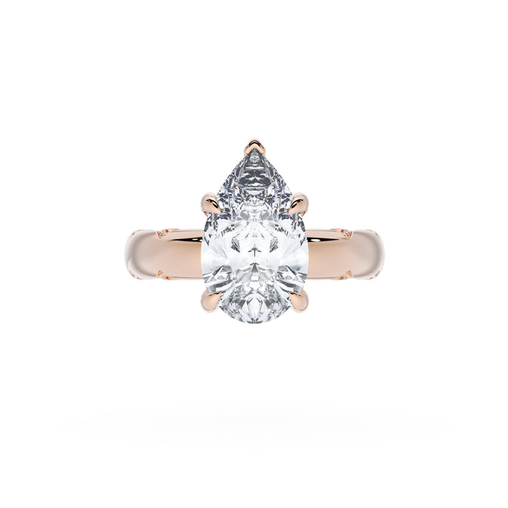 Pear Solitaire Cigar Band Engagement Ring