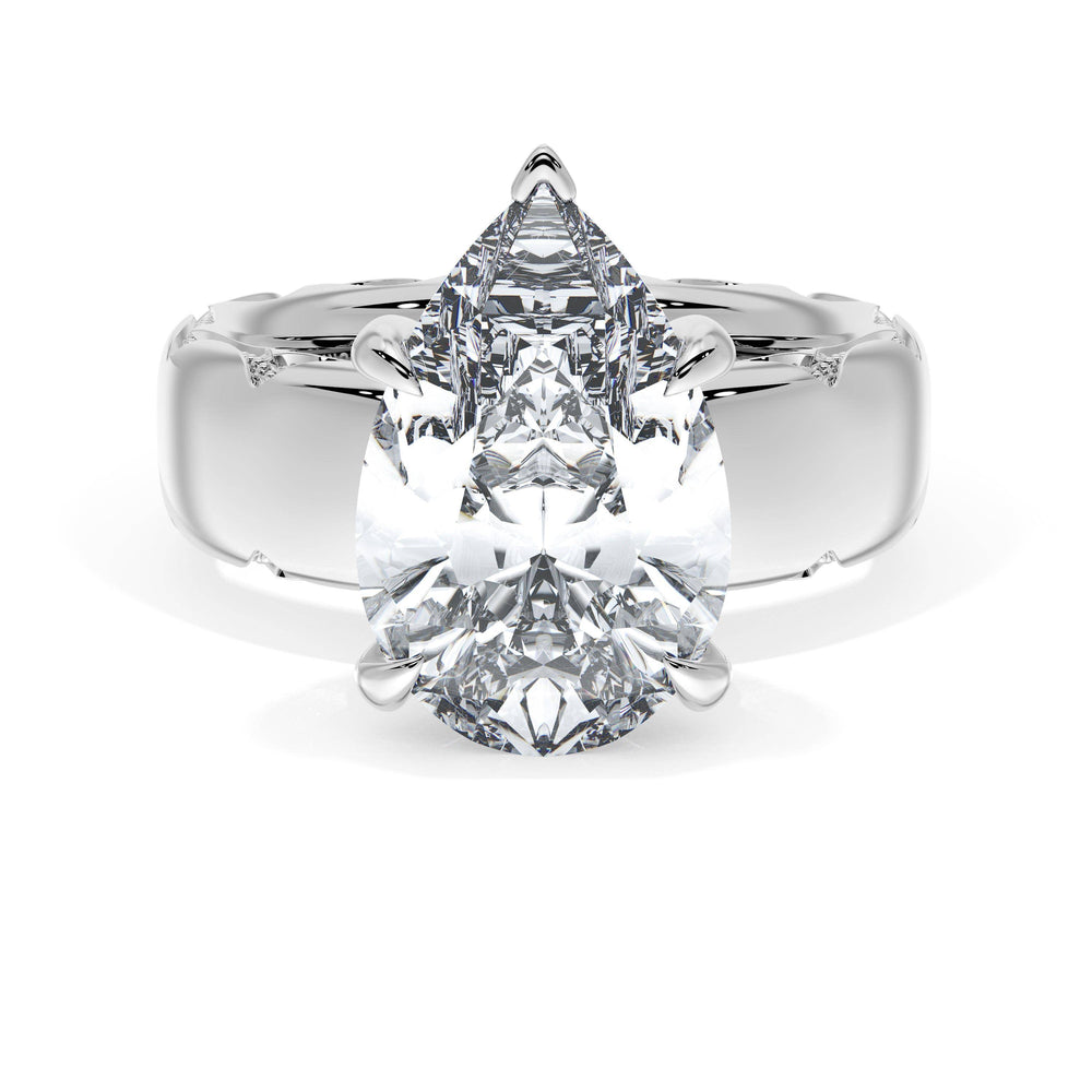 Pear Solitaire Cigar Band Engagement Ring