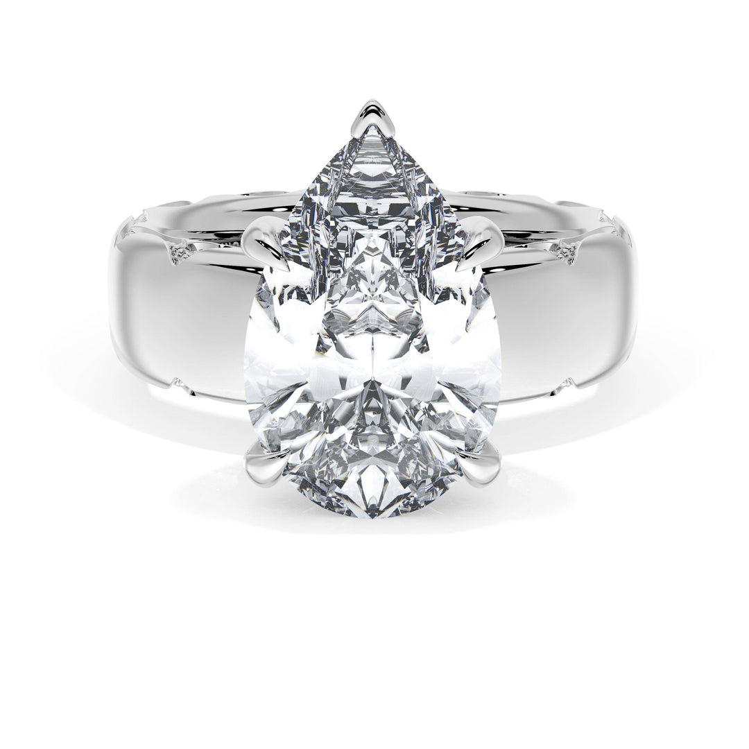 Pear Solitaire Cigar Band Engagement Ring