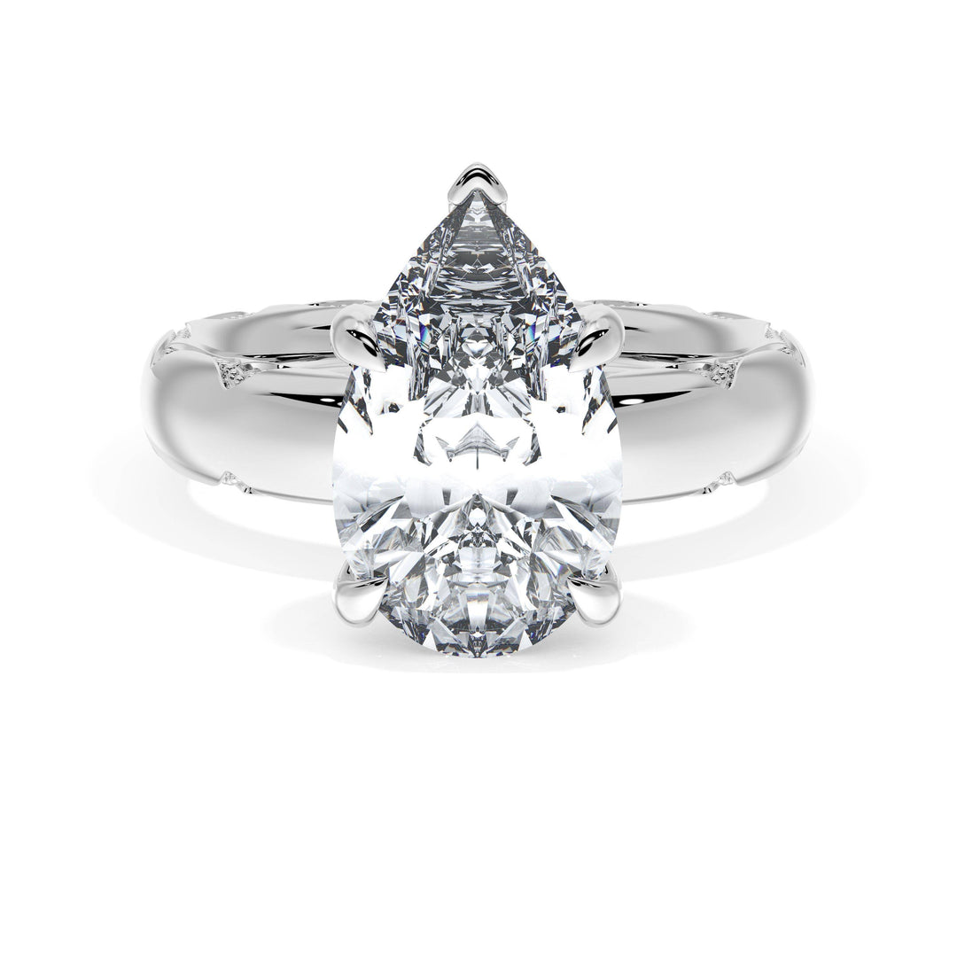 Pear Solitaire Cigar Band Engagement Ring