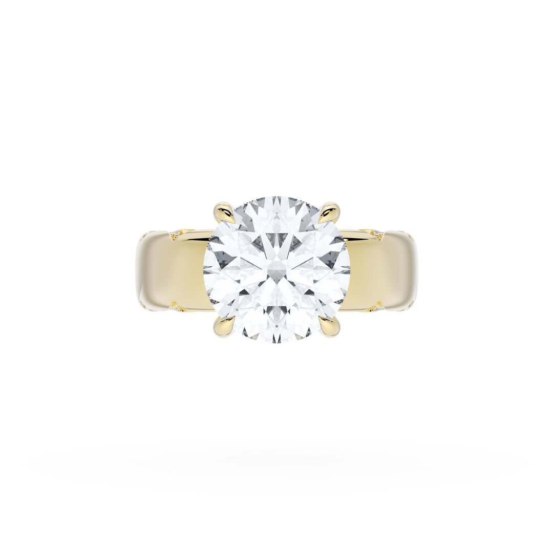 Round Solitaire Cigar Band Engagement Ring