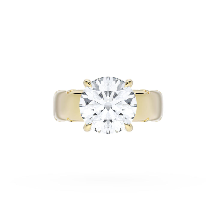 Round Solitaire Cigar Band Engagement Ring