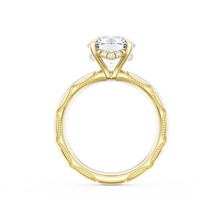 Round Solitaire Cigar Band Engagement Ring