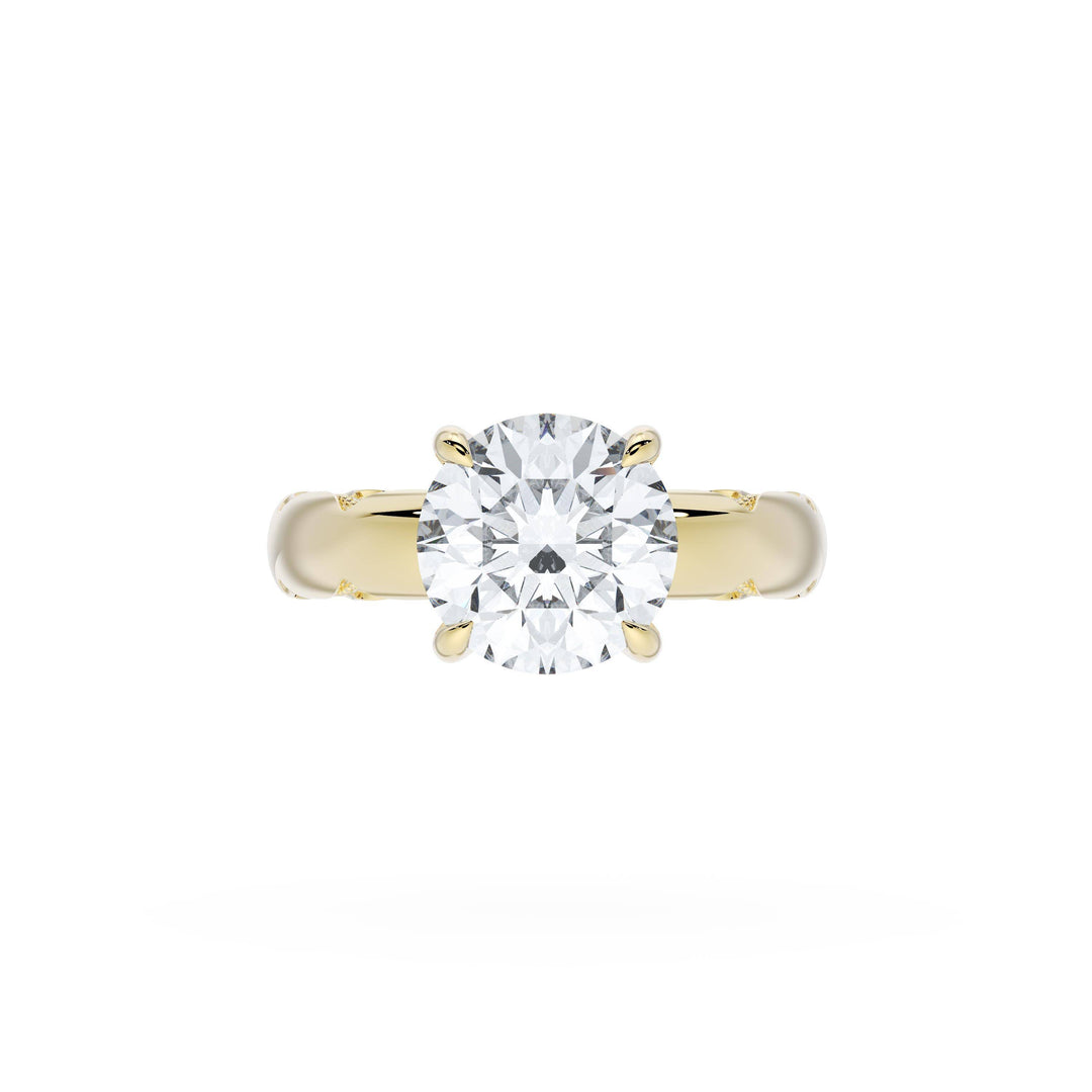 Round Solitaire Cigar Band Engagement Ring