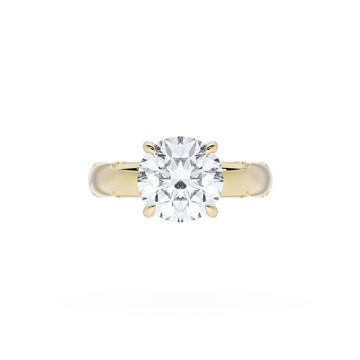 Round Solitaire Cigar Band Engagement Ring