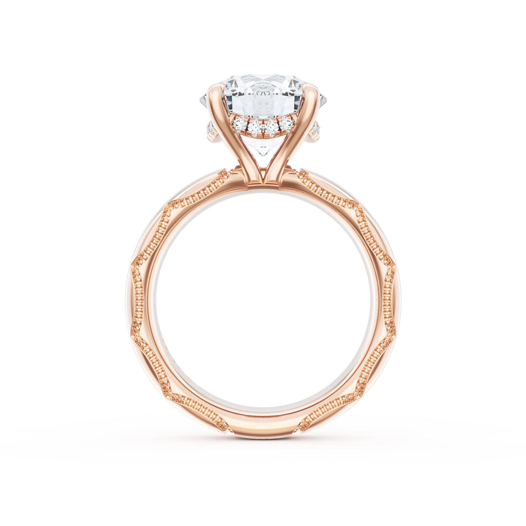 Round Solitaire Cigar Band Engagement Ring