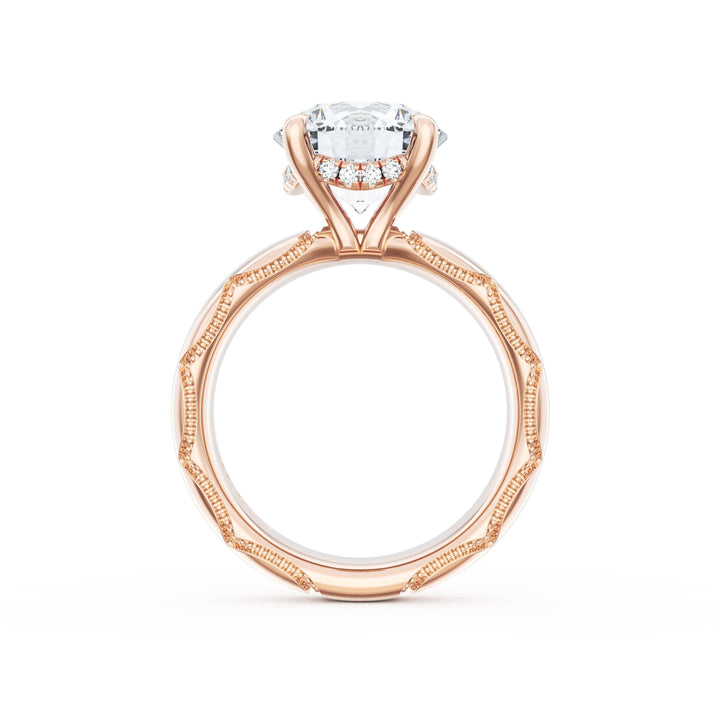 Round Solitaire Cigar Band Engagement Ring