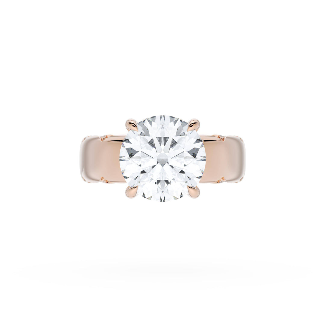 Round Solitaire Cigar Band Engagement Ring
