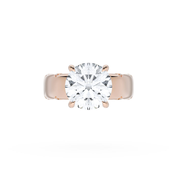 Round Solitaire Cigar Band Engagement Ring