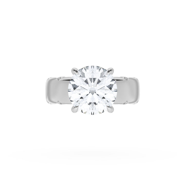 Round Solitaire Cigar Band Engagement Ring