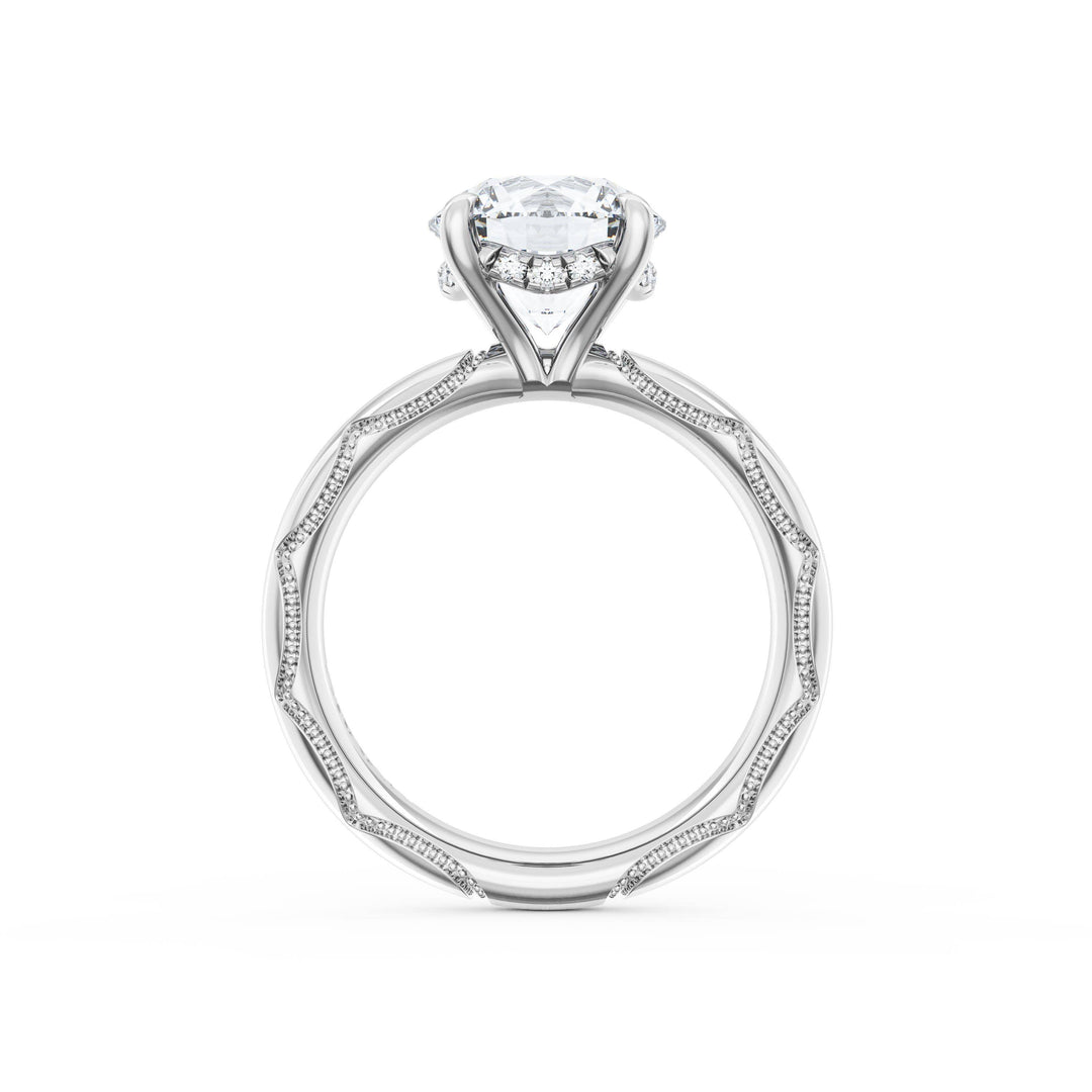 Round Solitaire Cigar Band Engagement Ring
