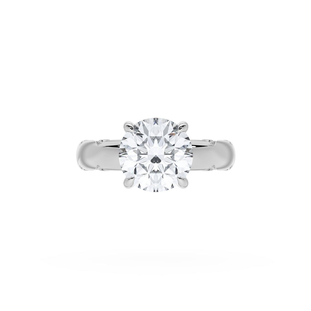 Round Solitaire Cigar Band Engagement Ring