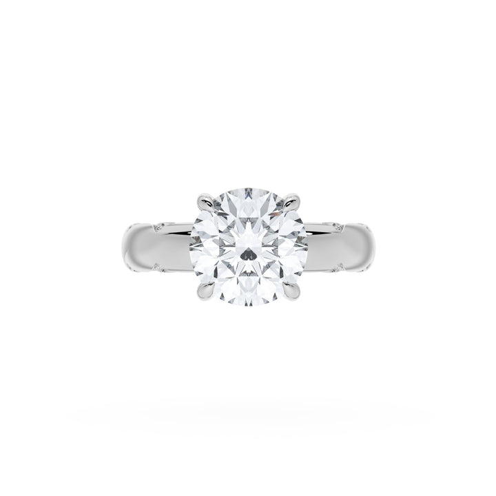 Round Solitaire Cigar Band Engagement Ring
