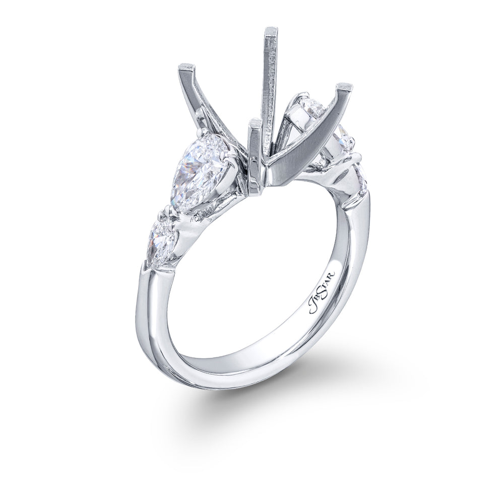 Dazzling Brilliance: Our stunning Diamond Semi-mount. These four stunning pear-shaped diamonds are set in a shared prong setting handcrafted in pure platinum.