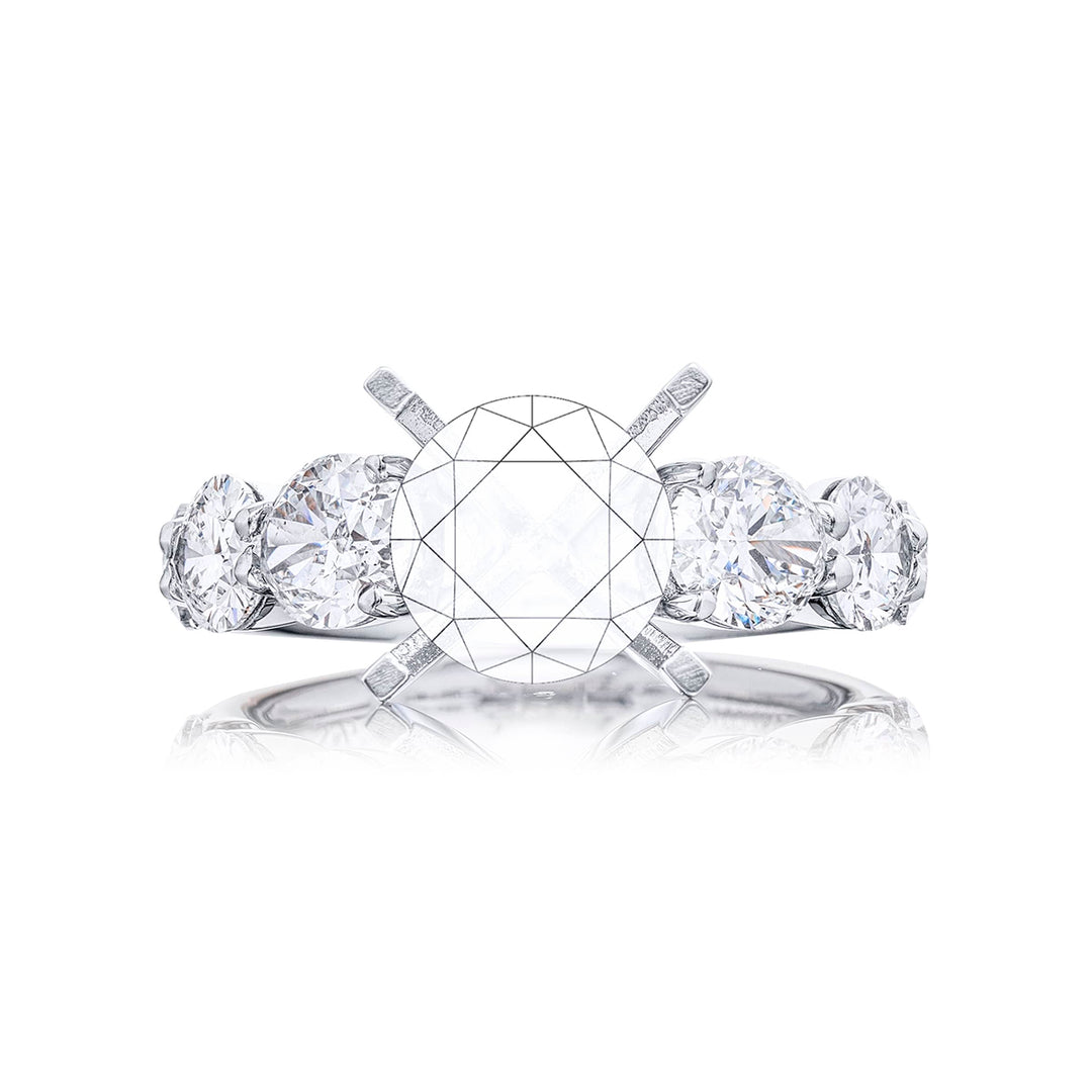 Dazzling diamond semi-mount featuring 6 graduating oval diamonds in a shared prong setting. Handcrafted in pure platinum.
