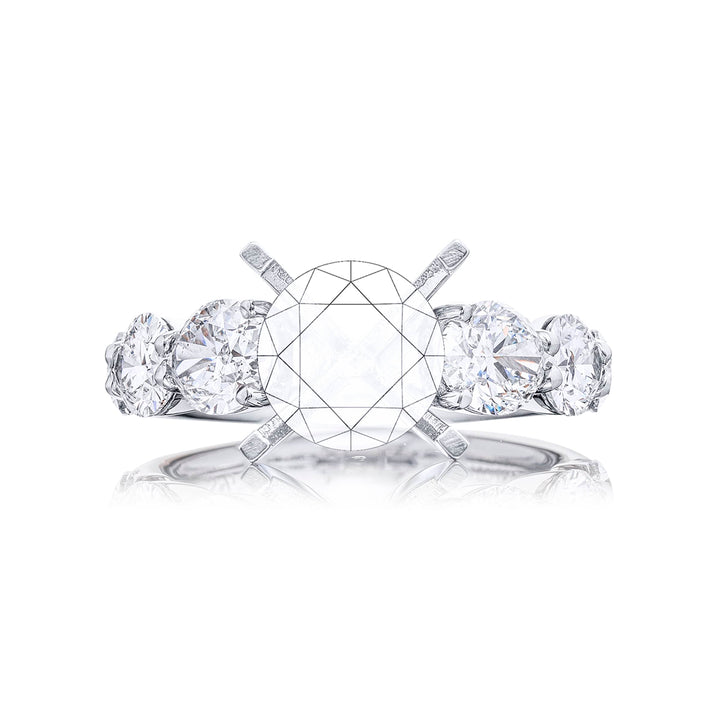 Dazzling diamond semi-mount featuring 6 graduating oval diamonds in a shared prong setting. Handcrafted in pure platinum.