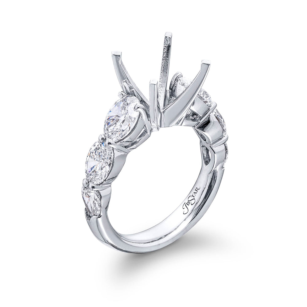 Dazzling diamond semi-mount featuring 6 graduating oval diamonds in a shared prong setting. Handcrafted in pure platinum.