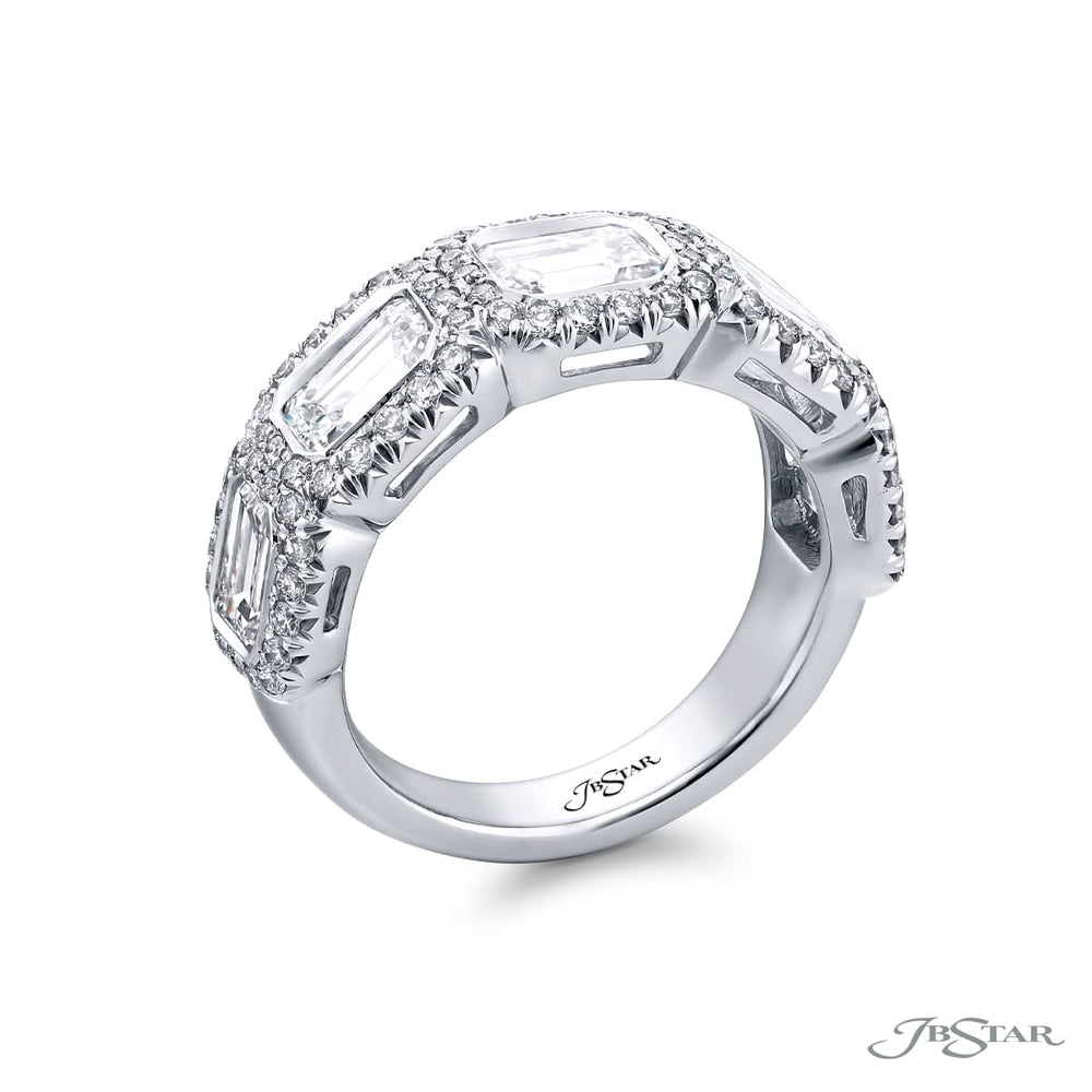 Platinum Emerald-Cut East-West Pave Diamond Band