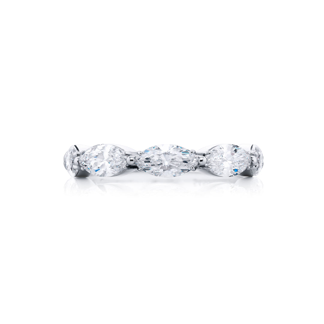 Platinum Marquise Diamond Single-Row East-West Band