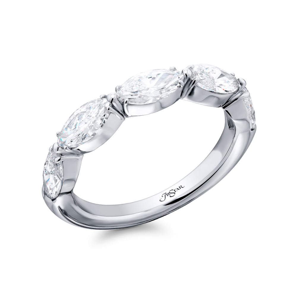 Platinum Marquise Diamond Single-Row East-West Band