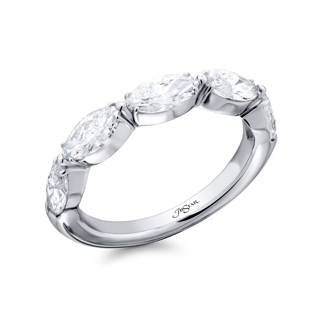 Platinum Marquise Diamond Single-Row East-West Band