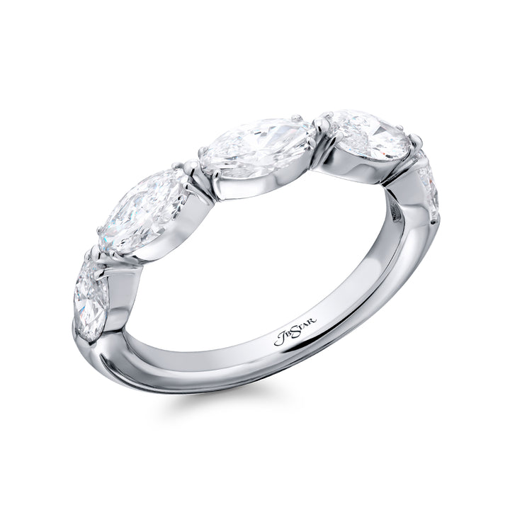 Platinum Marquise Diamond Single-Row East-West Band